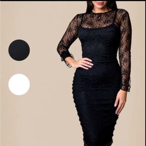 Chic Black Lace Long Sleeve Dress